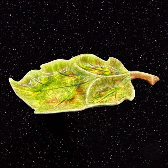 Jameson's Of Capistrano California Leaf Shaped Candy Dish Green Ceramic 11”W - Picture 5 of 12